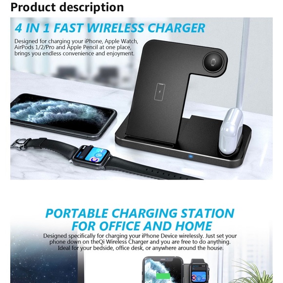 QI-EU 4 in 1 FAST CHARGER , Black, NIB - Picture 8 of 9